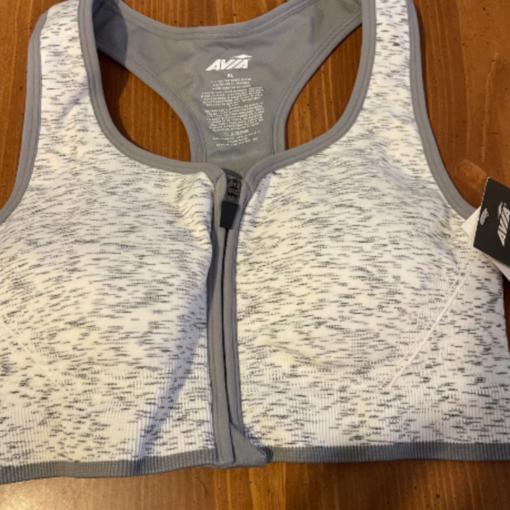 Avia Zip Front Medium Support Sports Bra NEW Size XL